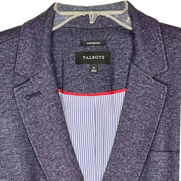 Talbots Aberdeen Twill Pique Knit Blazer - Denim Blue - 14 - Picture 4 of 12